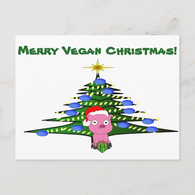 Fröhliche vegane Weihnachtspostkarte Feiertagspostkarte (Vorderseite)