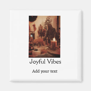 Fröhliche Vibes fügen Familien-Weihnachtsfoto-Name Magnet