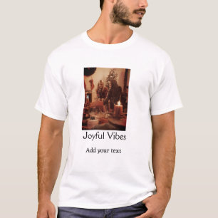 Fröhliche Vibes fügen Familien-Weihnachtsfoto-Name T-Shirt