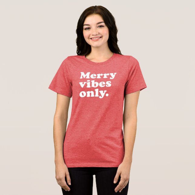 Fröhliche Vibes nur Spaß Retro Weihnachten Urlaub Tri-Blend Shirt (Vorderseite voll)