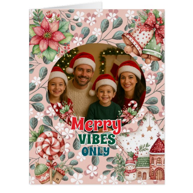 Fröhliche Vibes Only – Lustige Weihnachtskarte  (Vorderseite)
