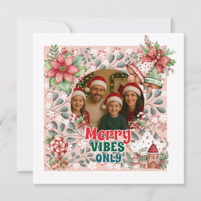 Fröhliche Vibes Only – Lustige Weihnachtskarte  (Vorderseite)