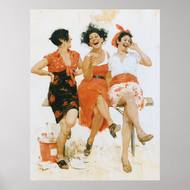 Fröhliche Vintage-Sommerfreunde Poster (Vorne)