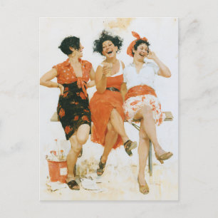 Fröhliche Vintage-Sommerfreunde Postkarte