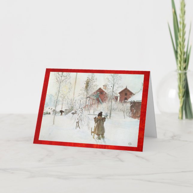 Fröhliche Vintage Winter-Szene Weihnachtskarls Feiertagskarte (Vorderseite)