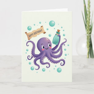 Fröhliche Violette Oktopus-Karte Karte