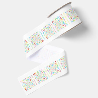 Fröhliche Weihnacht-Typografie in hellen und bunte Ripsband