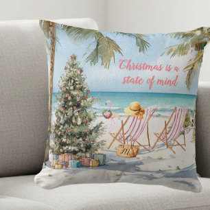 *Fröhliche Weihnachten am Strand Monogramm Kissen