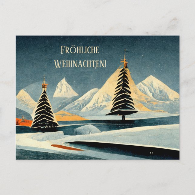 Fröhliche Weihnachten Art deco Karte (Vorderseite)