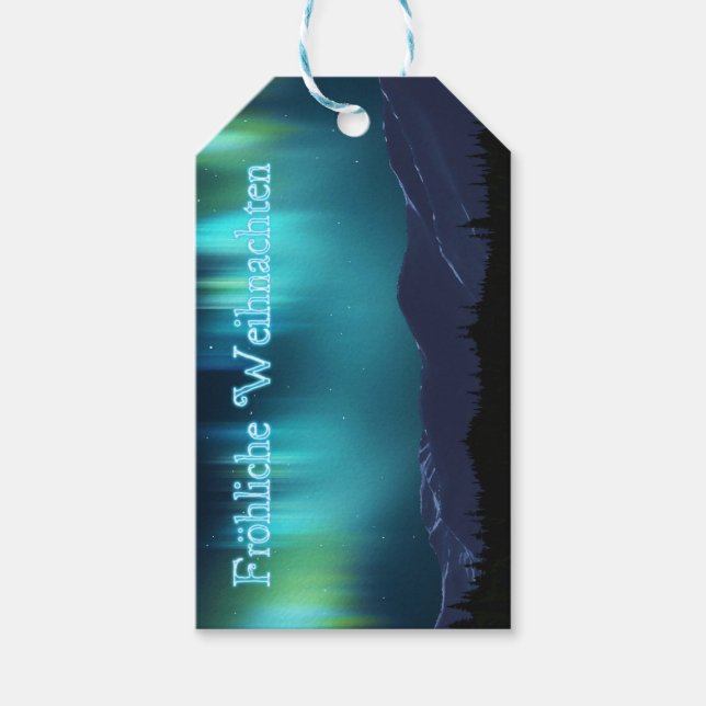 Frohliche Weihnachten - Aurora Borealis Geschenkanhänger (Vorderseite)