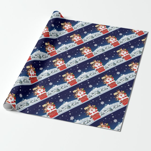 Fröhliche Weihnachten aus der Crew des Weihnachtsm Geschenkpapier (Ungerollt)