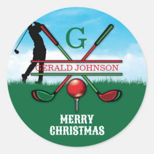 Fröhliche Weihnachten Benutzerdefiniertes Golf-Fei Runder Aufkleber