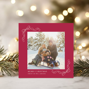 Fröhliche Weihnachten Berry Red Bow Foto Familie