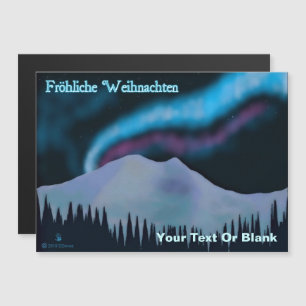 Fröhliche Weihnachten - Blaues Polarlicht Magnetkarte