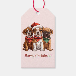Fröhliche Weihnachten Boxer Hunde Geschenkanhänger