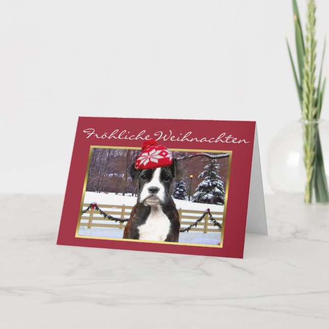 Fröhliche Weihnachten Boxer Hundkarte (Vorderseite)