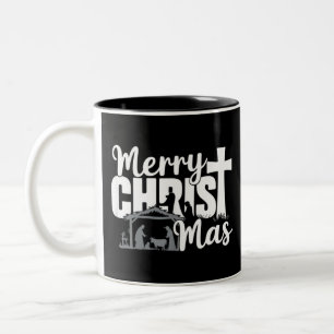 Fröhliche Weihnachten Christlich Jesus Familie  Zweifarbige Tasse