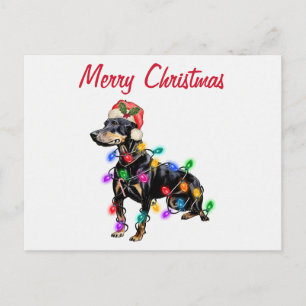 Fröhliche Weihnachten Dobermann Hund in Santas Hut