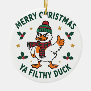 Fröhliche Weihnachten, du dreckige Ente Lustige We Keramik Ornament
