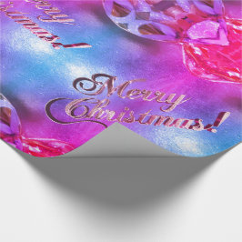 Fröhliche Weihnachten Elegant Blau und rosa Skript Geschenkpapier