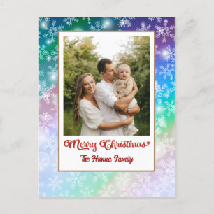Fröhliche Weihnachten Farbenfrohe Schneeflocken Fo Postkarte