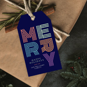 Fröhliche Weihnachten Fette Lustige Farbige Typogr Geschenkanhänger