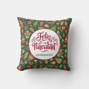 Fröhliche Weihnachten Folk Art Grüne Personalisier Kissen