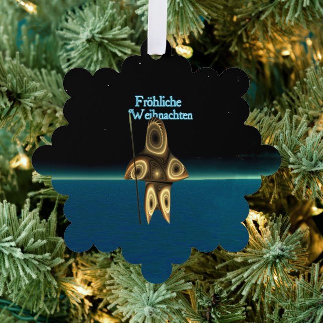 Fröhliche Weihnachten - Fraktal Inuit Hunter Ornament Karte (Insitu (Baum))