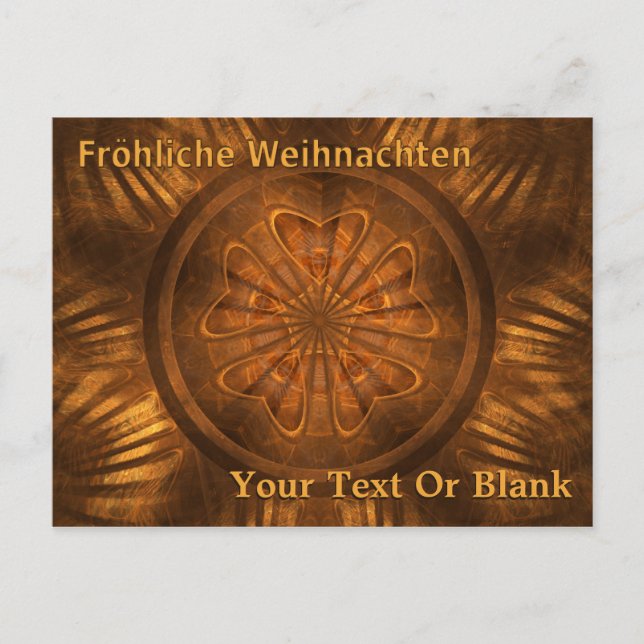 Fröhliche Weihnachten - Fraktal Wood Carving Postkarte (Vorderseite)