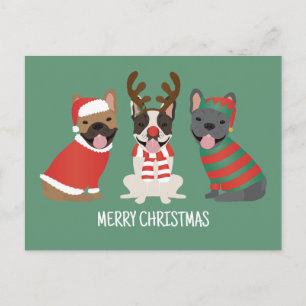Fröhliche Weihnachten Französische Bulldoggen Postkarte
