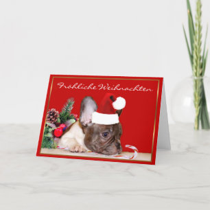 Fröhliche Weihnachten French Bulldog greeting card