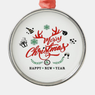 Fröhliche Weihnachten - Frohes Neues Jahr Ornament Aus Metall