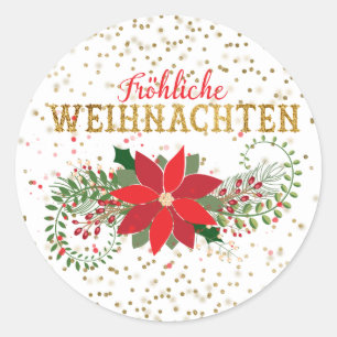 Fröhliche Weihnachten Gold Glitter Weihnachtsstern Runder Aufkleber