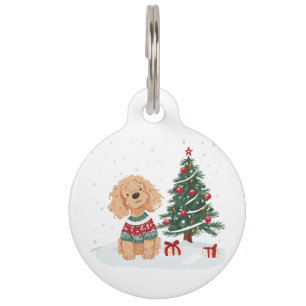 Fröhliche Weihnachten Goldendoodle Hund Haustiermarke