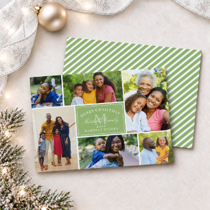 Fröhliche Weihnachten Grüne Streifen-Foto-Collage