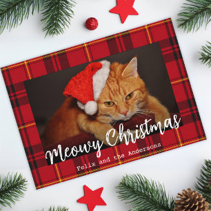 Fröhliche Weihnachten Haustier Katze Foto und rote