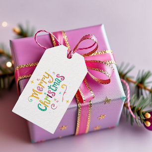 Fröhliche Weihnachten hell und kühl Geschenkanhänger