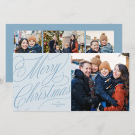 Fröhliche Weihnachten hellblau elegante Familienfo