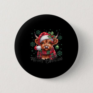 Fröhliche Weihnachten Highland-Rind Weihnachtslich Button