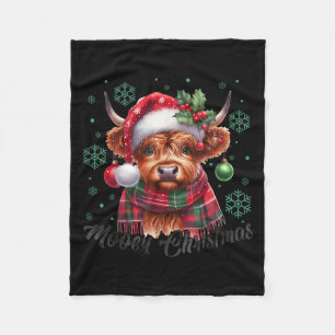 Fröhliche Weihnachten Highland-Rind Weihnachtslich Fleecedecke