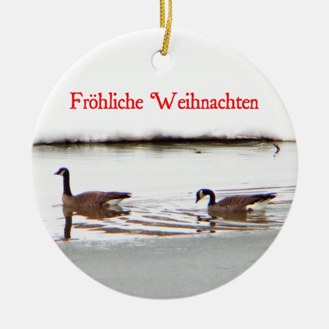 Frohliche Weihnachten - Honkers - Geese in Kanada Keramik Ornament (Vorne)