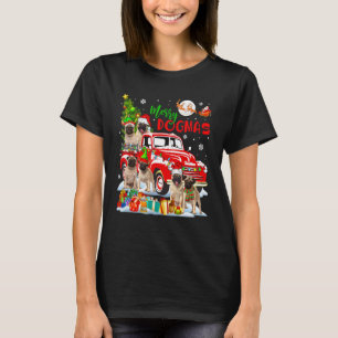 Fröhliche Weihnachten Hundegruppe Santa-Elf-Möpse T-Shirt