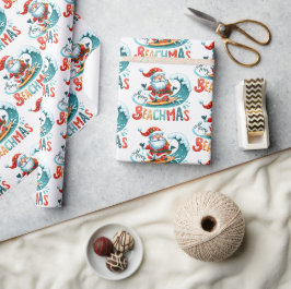 Fröhliche Weihnachten in Beachmas im Juli Retro De Geschenkpapier