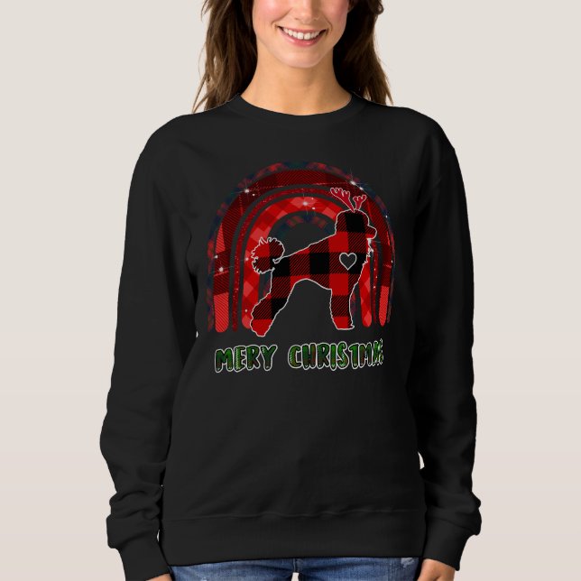 Fröhliche Weihnachten Karierten Funny Poodle Dog W Sweatshirt (Vorderseite)
