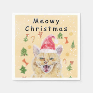 Fröhliche Weihnachten Katze lustig und süß Katze  Serviette
