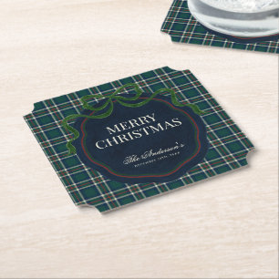 Fröhliche Weihnachten Klassisch Elegant Tartan Kar Untersetzer