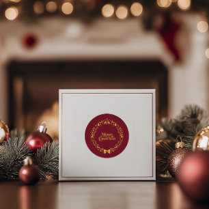 Fröhliche Weihnachten Klassisches Nordisches Rot F Runder Aufkleber