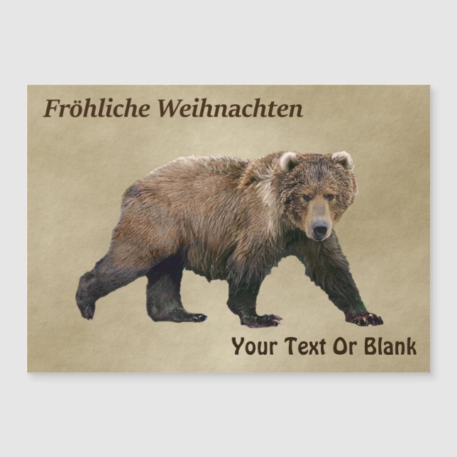 Fröhliche Weihnachten - Kodiak Bear Magnetkarte (Vorderseite)