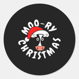 Fröhliche Weihnachten Kuh Lustige Färse Doodle Runder Aufkleber
