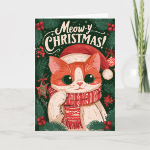 Fröhliche Weihnachten Lustige Katze Weihnachtskart Karte